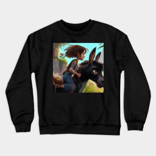 Boy Riding a Donkey Crewneck Sweatshirt